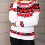 Valentine Hearts Jacquard Sweater - Juli's Wearable Art