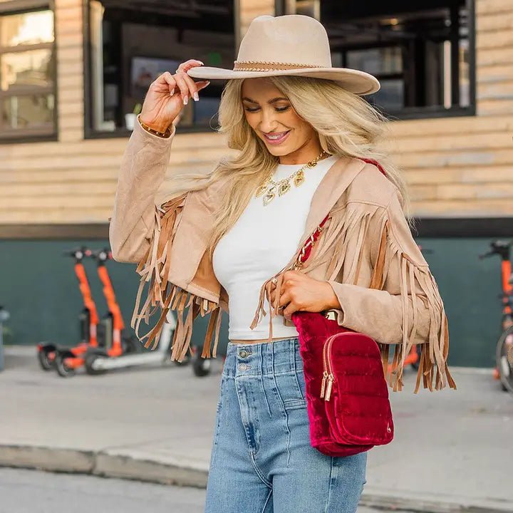 Velvet Hydrobag® with Velvet and Gold Chain Strap - Wine - Juli's Wearable Art