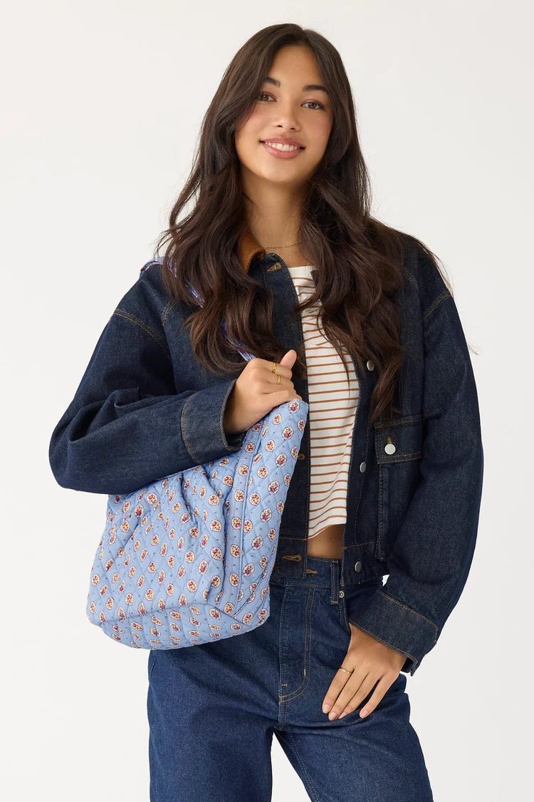 Vera Bradley Amanda Shoulder Bag | Premium Cotton | Blue Leaf