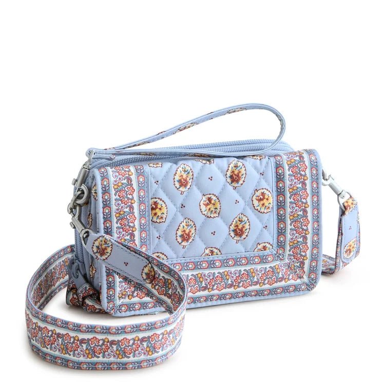 Vera Bradley Carlow All in One Crossbody | Premium Cotton | Blue Leaf