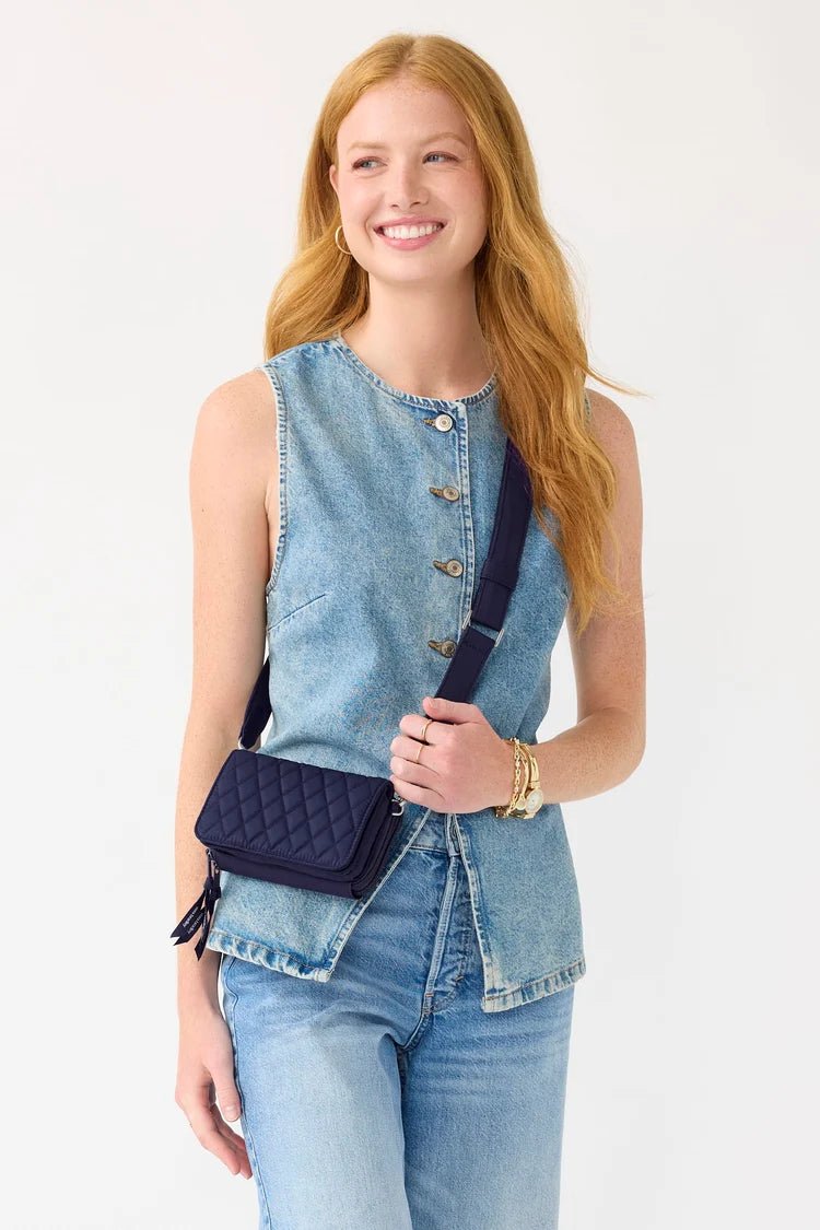 Vera Bradley Carlow All in One Crossbody | Premium Cotton | Peacoat - Juli's Wearable Art