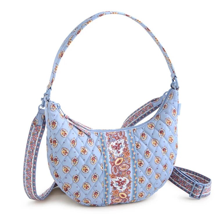 Vera Bradley Clara Convertible Shoulder Bag | Premium Cotton | Blue Leaf