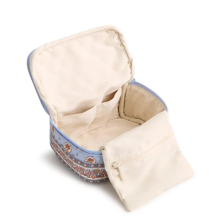 Vera Bradley Jewelry Case | Premium Cotton | Blue Leaf