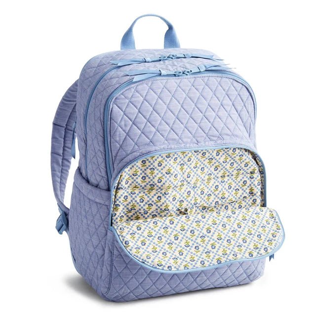 Vera Bradley Large Bancroft Backpack | Premium Cotton | Blue Chambray - Juli's Wearable Art