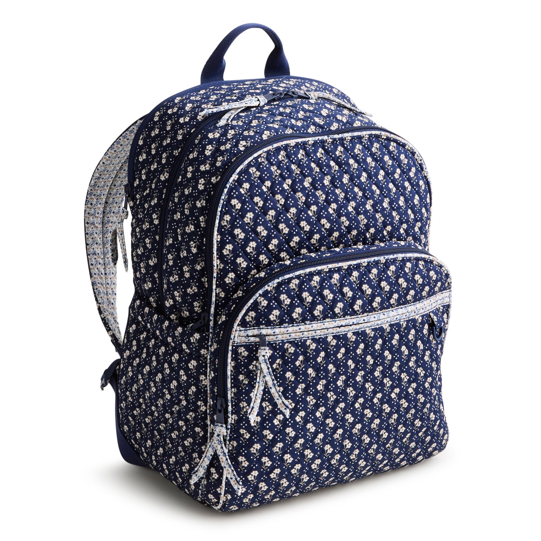 Vera Bradley Large Bancroft Backpack | Premium Cotton | Rachel Ditsy Peacoat
