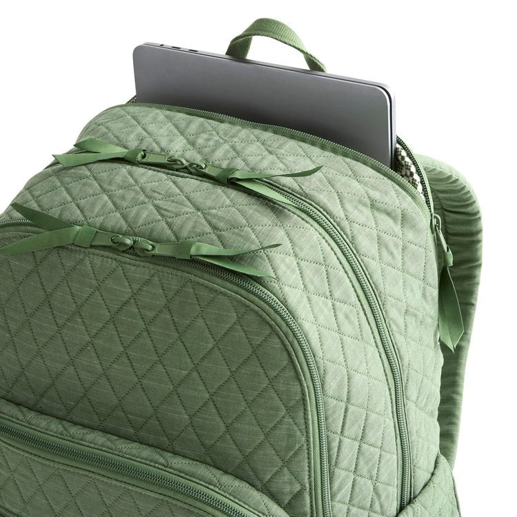 Vera Bradley Large Bancroft Backpack | Premium Cotton Vineyard Green Chambray - Juli's Wearable Art