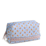 Vera Bradley Large Cosmetic | Premium Cotton | Blue Leaf - Juli's Wearable Art