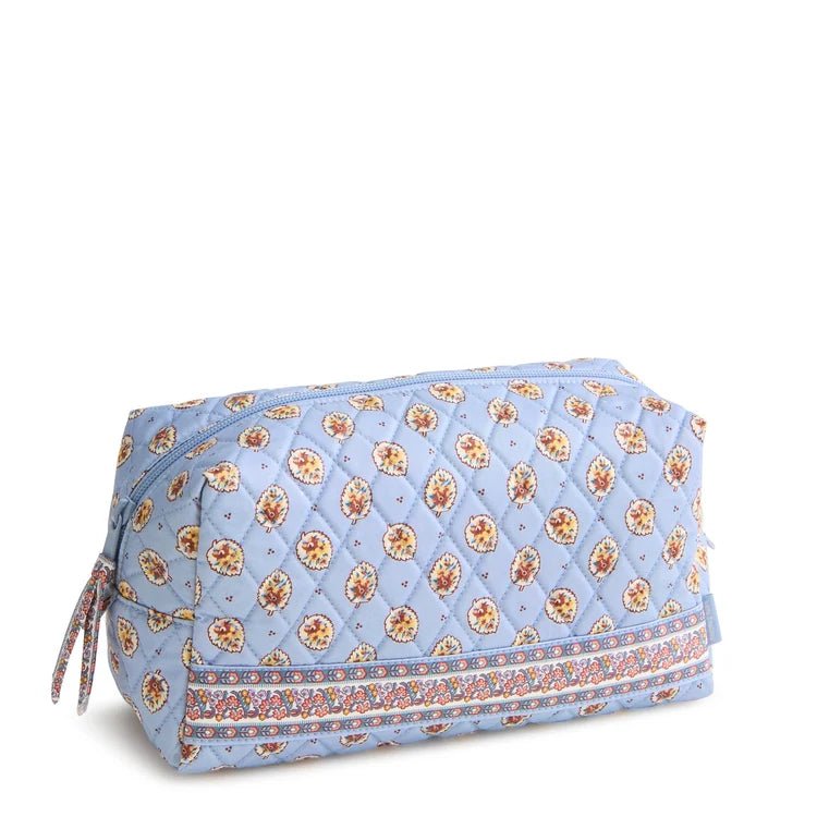 Vera Bradley Large Cosmetic | Premium Cotton | Blue Leaf