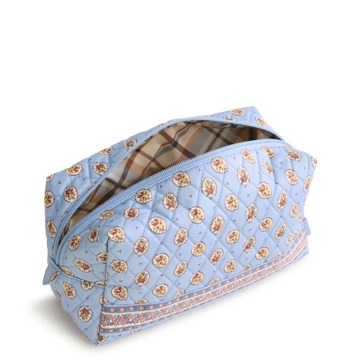 Vera Bradley Large Cosmetic | Premium Cotton | Blue Leaf