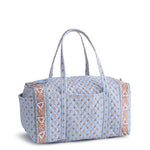 Vera Bradley Large Original Duffel Bag | Premium Cotton | Blue Leaf - Juli's Wearable Art