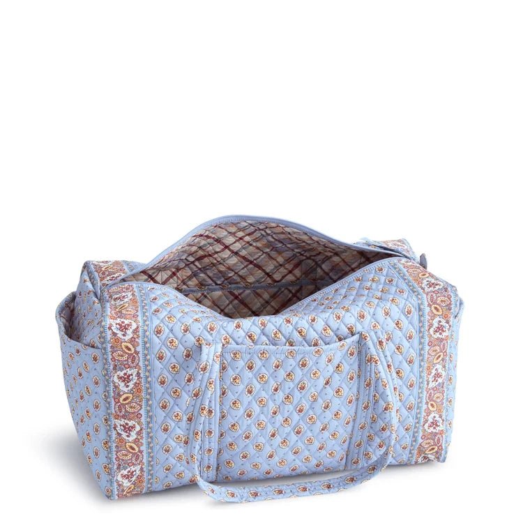 Vera Bradley Large Original Duffel Bag | Premium Cotton | Blue Leaf - Juli's Wearable Art
