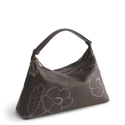 Vera Bradley Marcelle Shoulder Bag in Leather - Applique Floral Coffee - Juli's Wearable Art