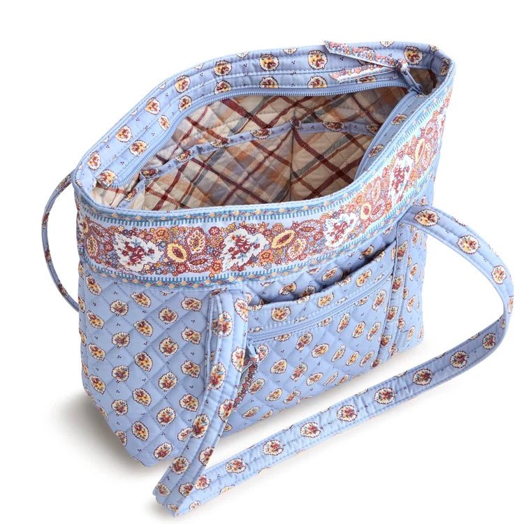 Vera Bradley Original Vera Tote | Premium Cotton | Blue Leaf