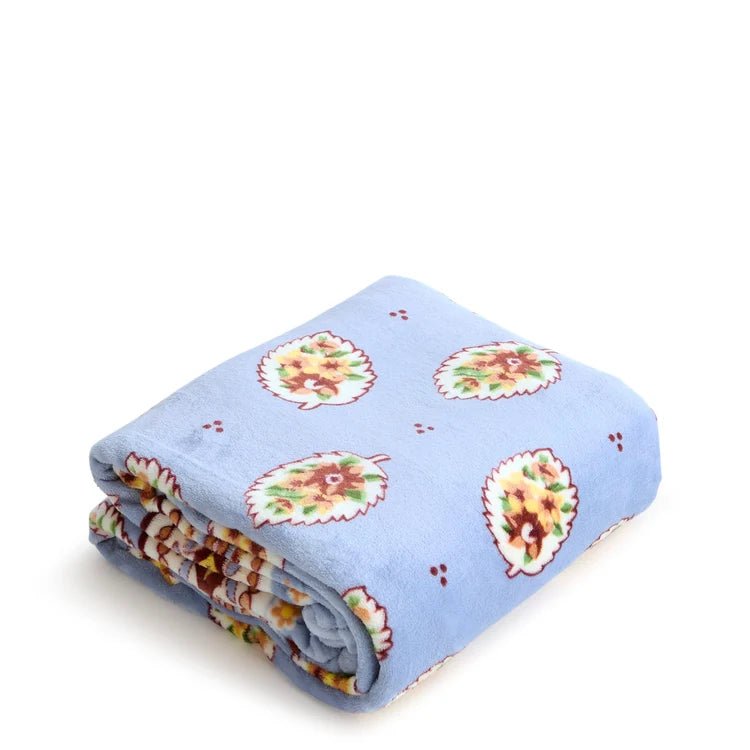 Vera Bradley Plush Throw Blanket | Blue Leaf