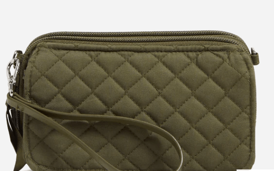 Vera Bradley RFID All in One Crossbody Bag in Recycled Cotton - Climbing Ivy Green