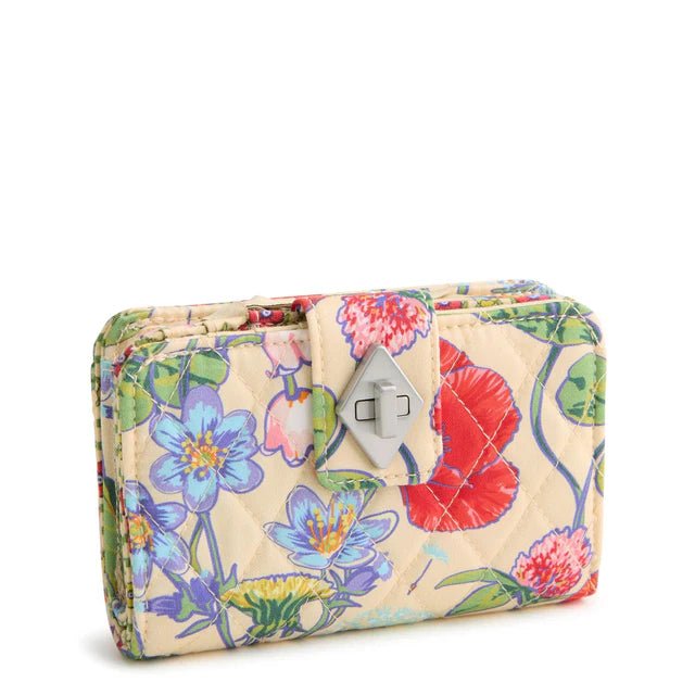 Vera Bradley Small Turnlock Wallet | Premium Cotton | All the Pretty Wildflowers - Juli's Wearable Art