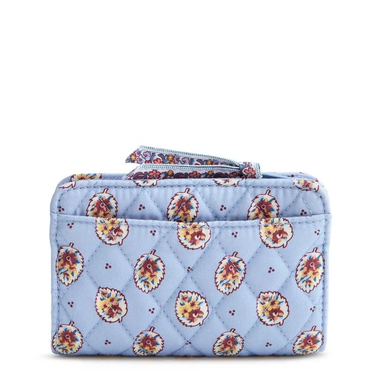 Vera Bradley Small Turnlock Wallet | Premium Cotton | Blue Leaf - Juli's Wearable Art