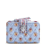Vera Bradley Small Turnlock Wallet | Premium Cotton | Blue Leaf - Juli's Wearable Art