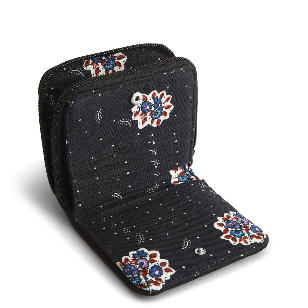 Vera Bradley Small Zip-Around Wallet in Polyester Twill - Moonless Night