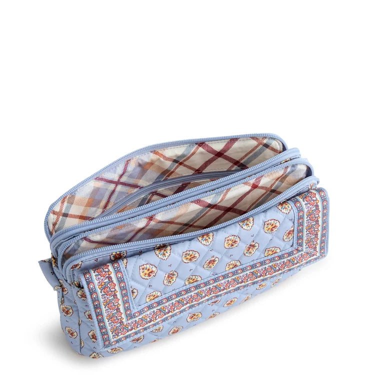 Vera Bradley Tasha Triple Compartment Crossbody | Premium Cotton | Blue Leaf - Juli's Wearable Art
