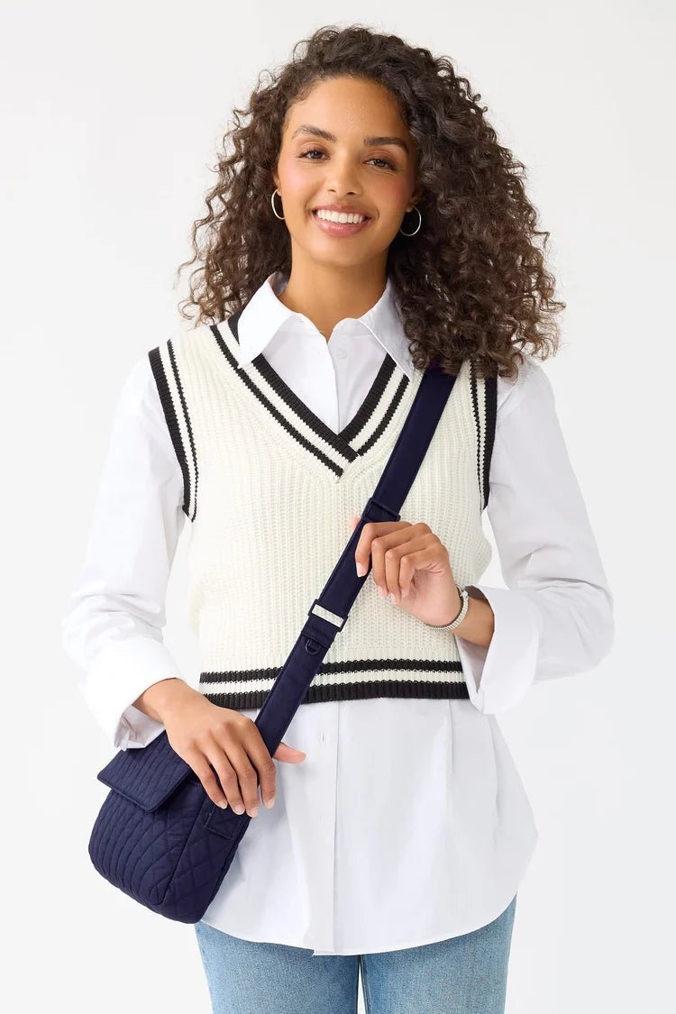 Vera Bradley Tasha Triple Compartment Crossbody | Premium Cotton | Peacoat