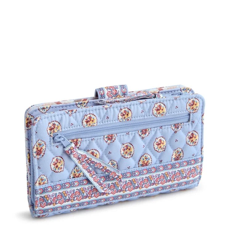Vera Bradley Turnlock Wallet | Premium Cotton | Blue Leaf - Juli's Wearable Art