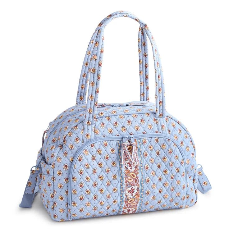 Vera Bradley Weekender Travel Bag | Premium Cotton | Blue Leaf