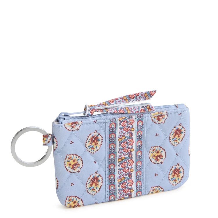 Vera Bradley Zip ID Case | Premium Cotton | Blue Leaf