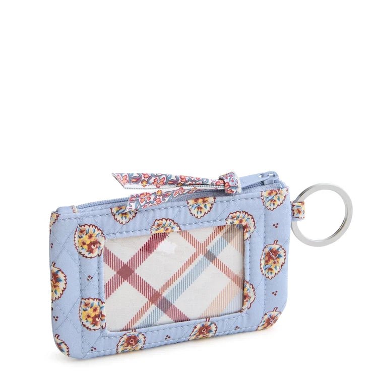 Vera Bradley Zip ID Case | Premium Cotton | Blue Leaf