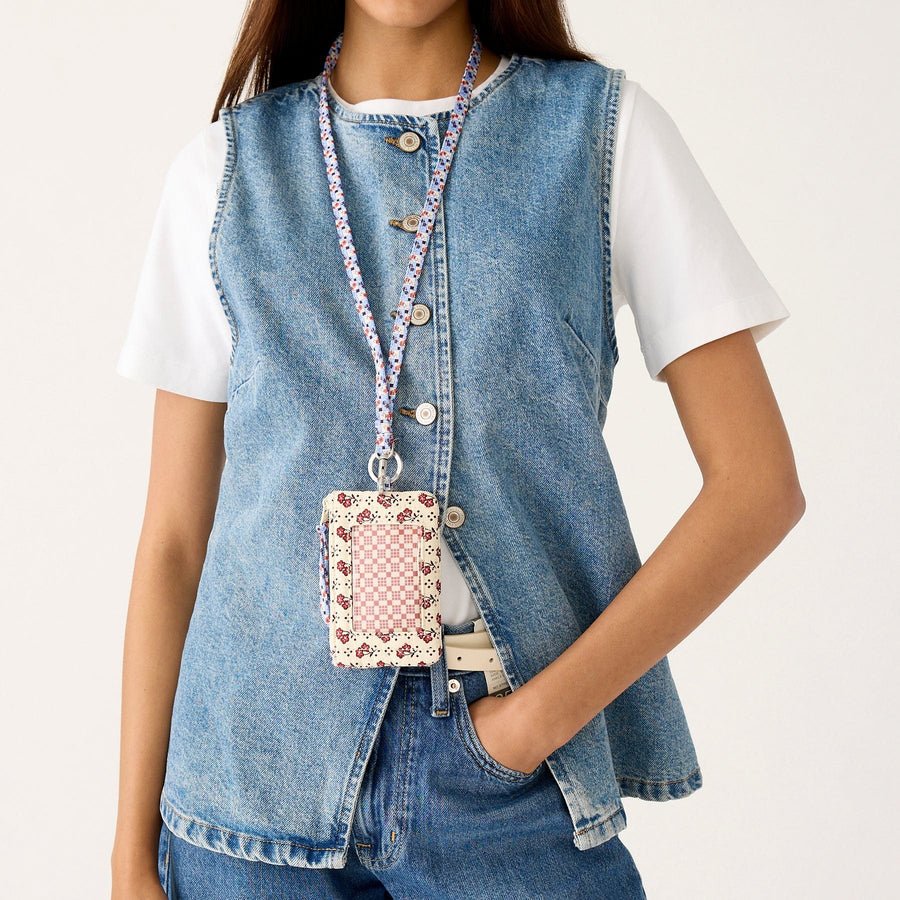 Vera Bradley Zip ID Pouch with Breakaway Lanyard – Rachel Ditsy in Premium Cotton - Juli's Wearable Art