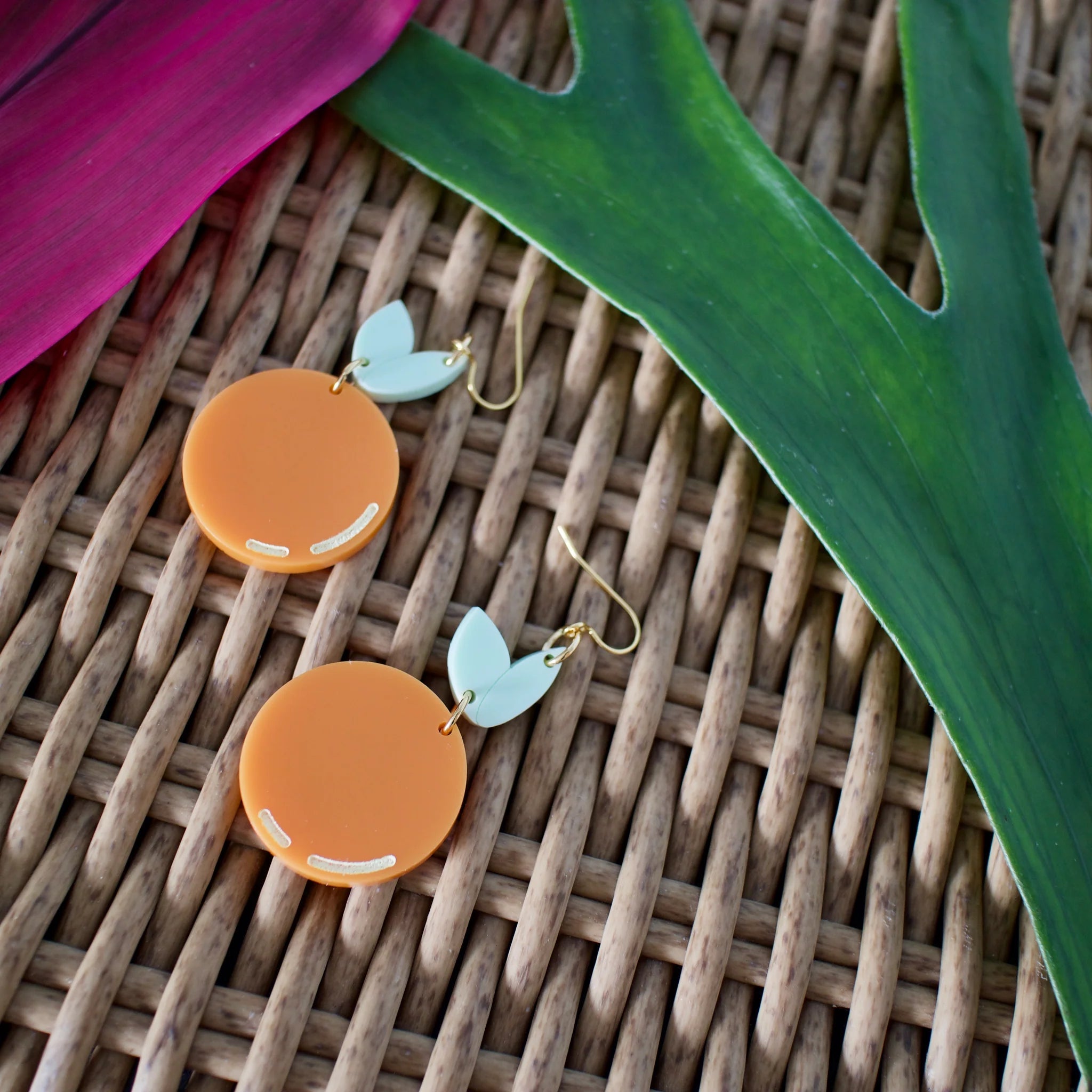 Vibrant Orange Acrylic Earrings