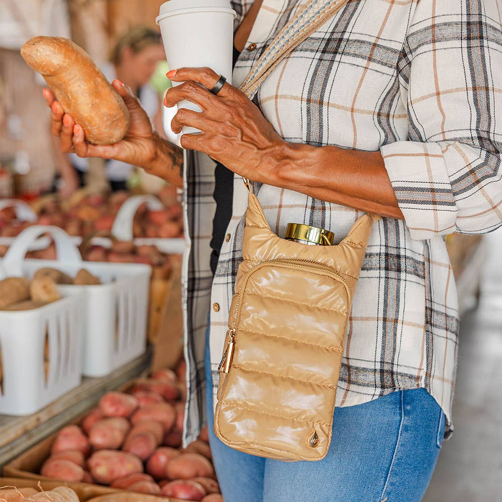 WanderFull® HydroBag® – Camel Lacquer with Camel Patterned Strap - Juli's Wearable Art