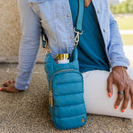 WanderFull® HydroBag® – Teal with Teal & Black Striped Strap - Juli's Wearable Art