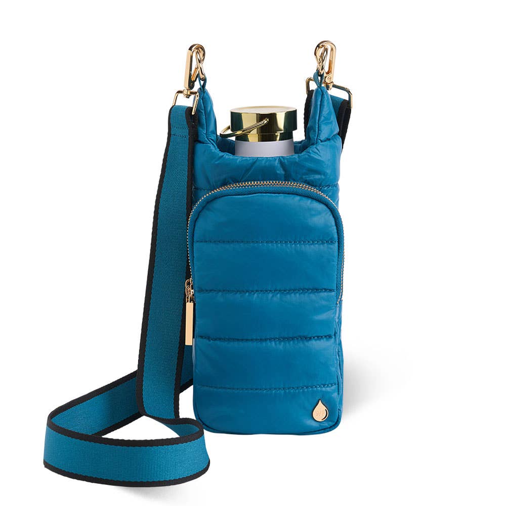WanderFull® HydroBag® – Teal with Teal & Black Striped Strap - Juli's Wearable Art
