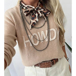 Western Howdy Letter Graphic Crew Neck Knit Sweater - Juli's Wearable Art