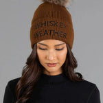 Whiskey Weather Knit Faux Fur Pom Hat | Brown - Juli's Wearable Art