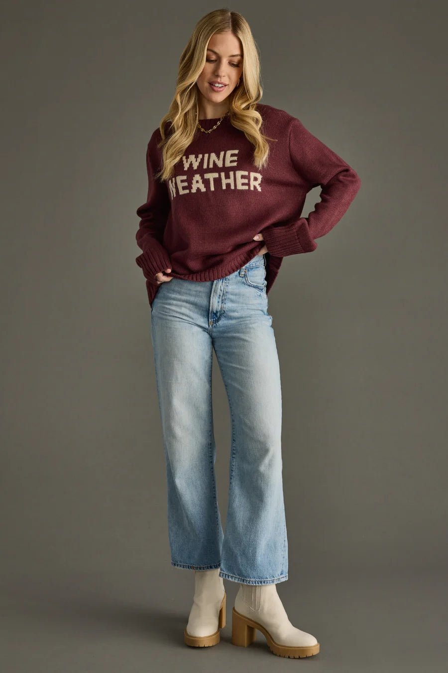 Wine Knit “Wine Weather” Sweater - Juli's Wearable Art
