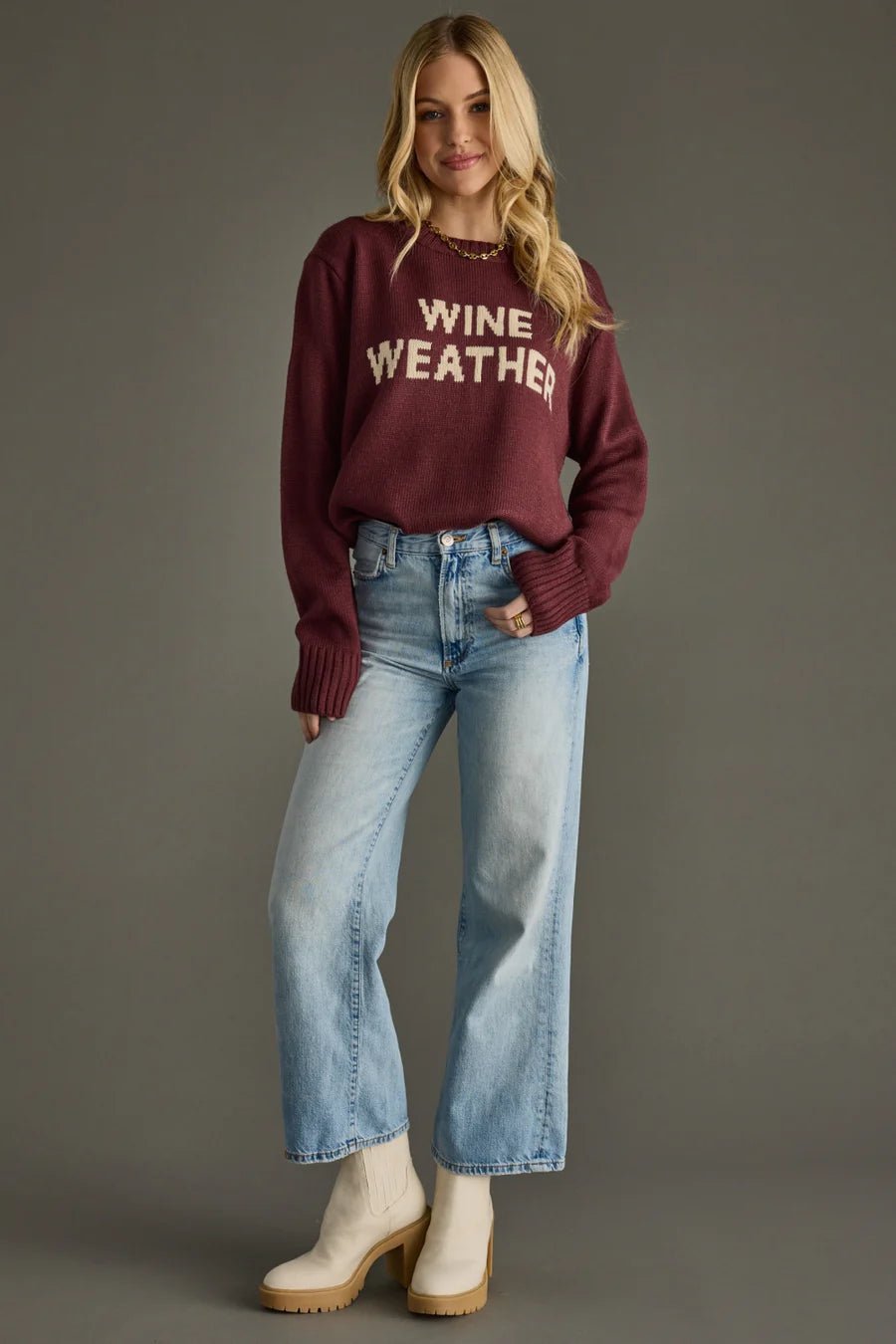 Wine Knit “Wine Weather” Sweater - Juli's Wearable Art