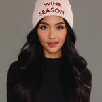 Wine Season Knit Faux Fur Pom Hat | Blush - Juli's Wearable Art