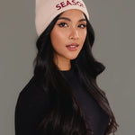 Wine Season Knit Faux Fur Pom Hat | Blush - Juli's Wearable Art