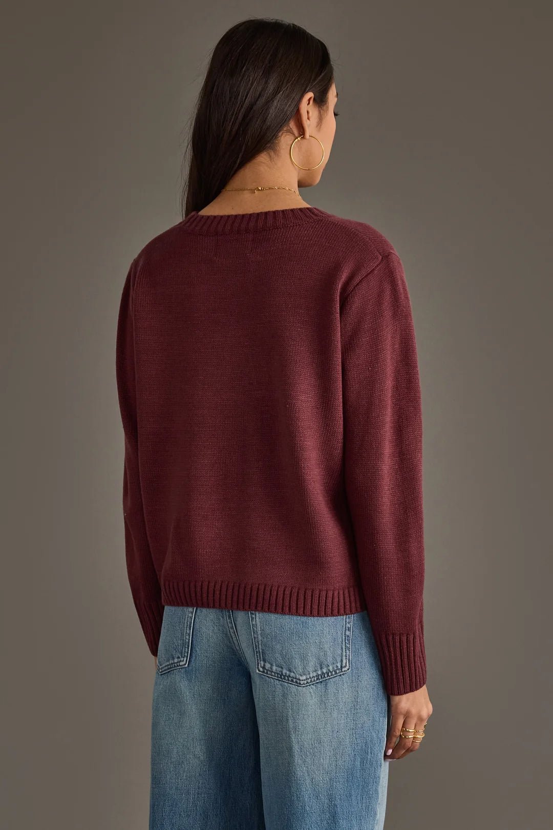 Wine Season Sweater | Burgundy + Light Pink - Juli's Wearable Art