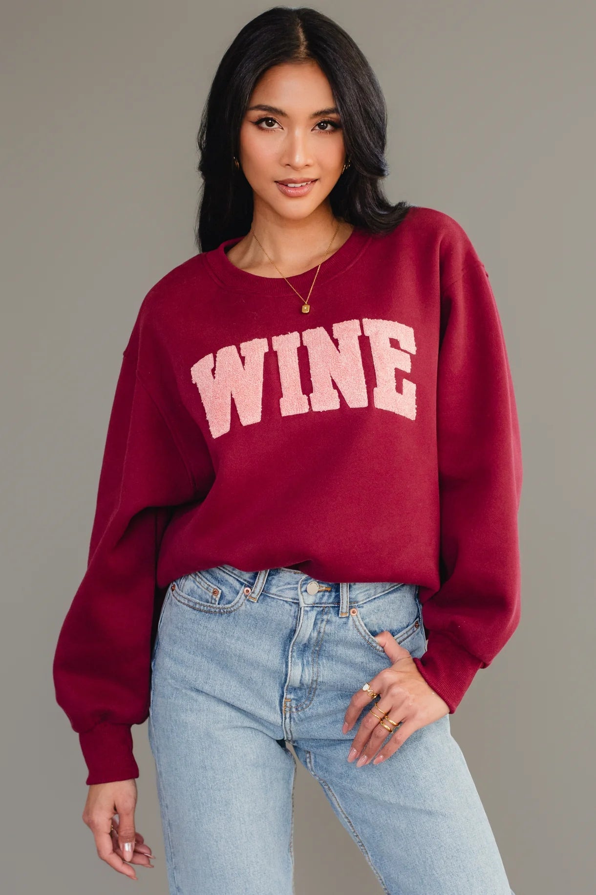 Wine Sweatshirt | Burgundy + Rose Mauve