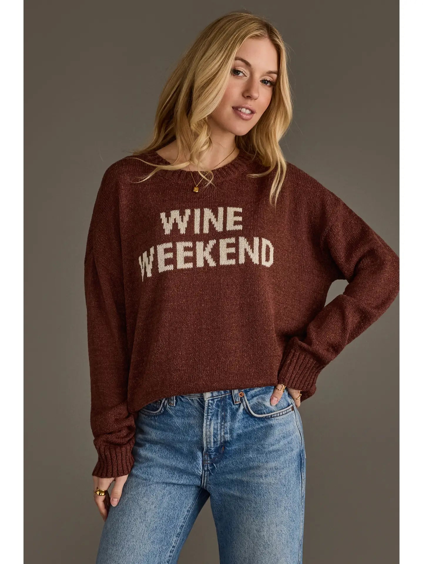 Wine Weekend Knit Sweater | Burgundy - Juli's Wearable Art