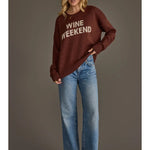 Wine Weekend Knit Sweater | Burgundy - Juli's Wearable Art