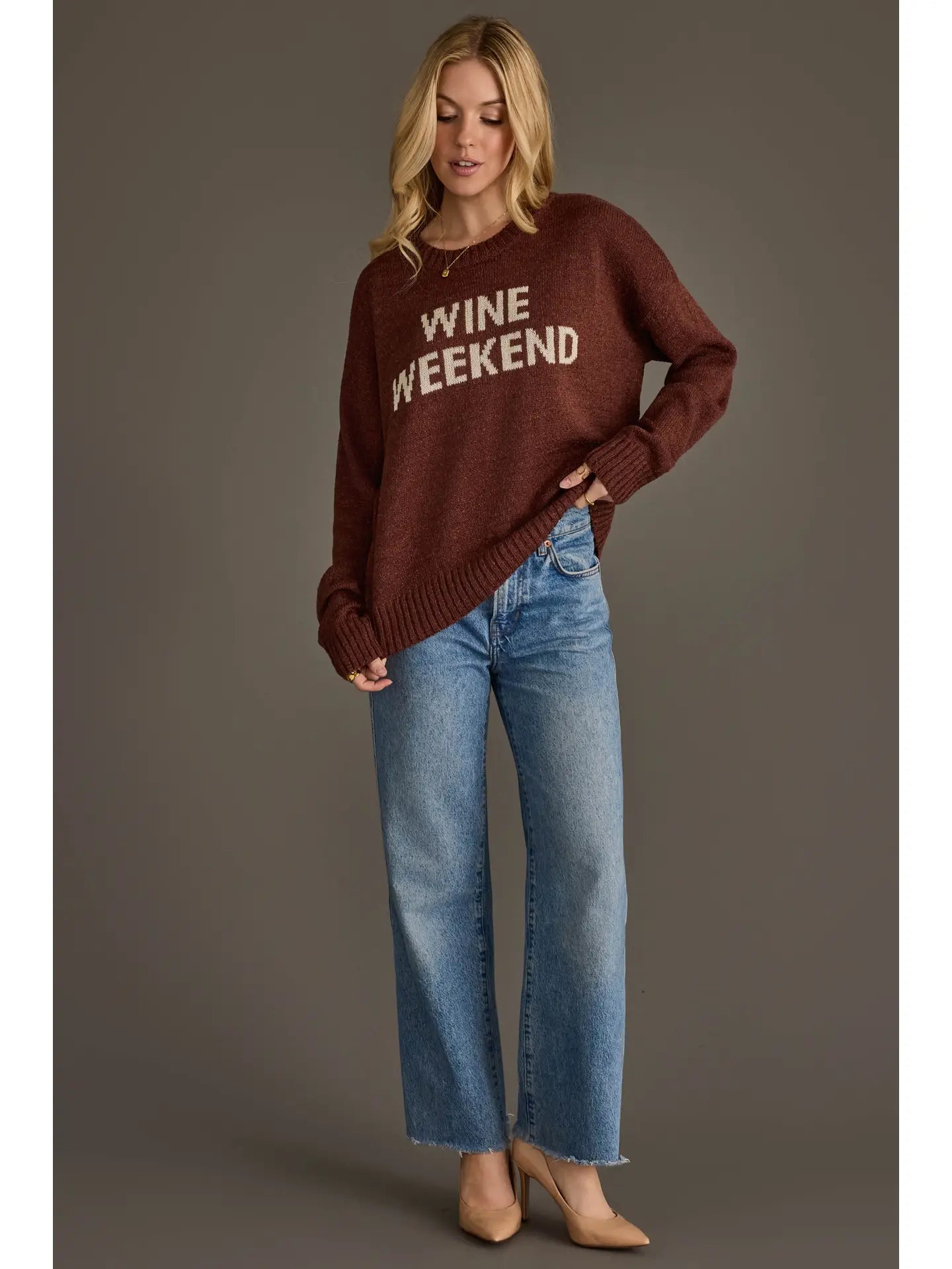 Wine Weekend Knit Sweater | Burgundy - Juli's Wearable Art
