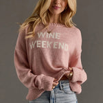 Wine Weekend Knit Sweater | Pink - Juli's Wearable Art