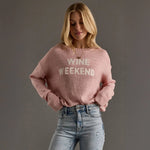 Wine Weekend Knit Sweater | Pink - Juli's Wearable Art
