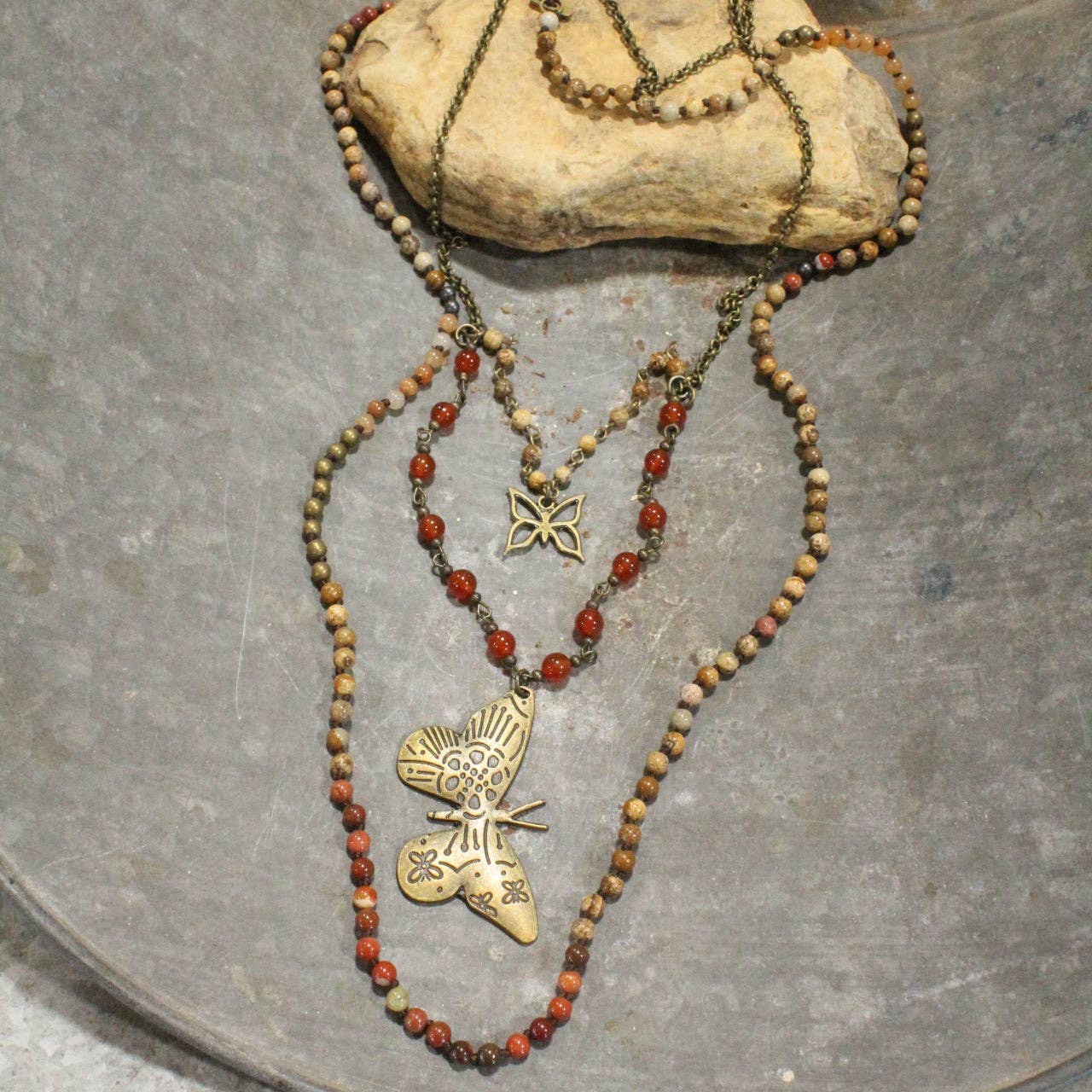 Wingman Butterfly Stone Layered Necklace - Juli's Wearable Art