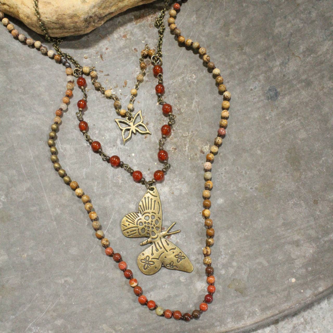 Wingman Butterfly Stone Layered Necklace - Juli's Wearable Art