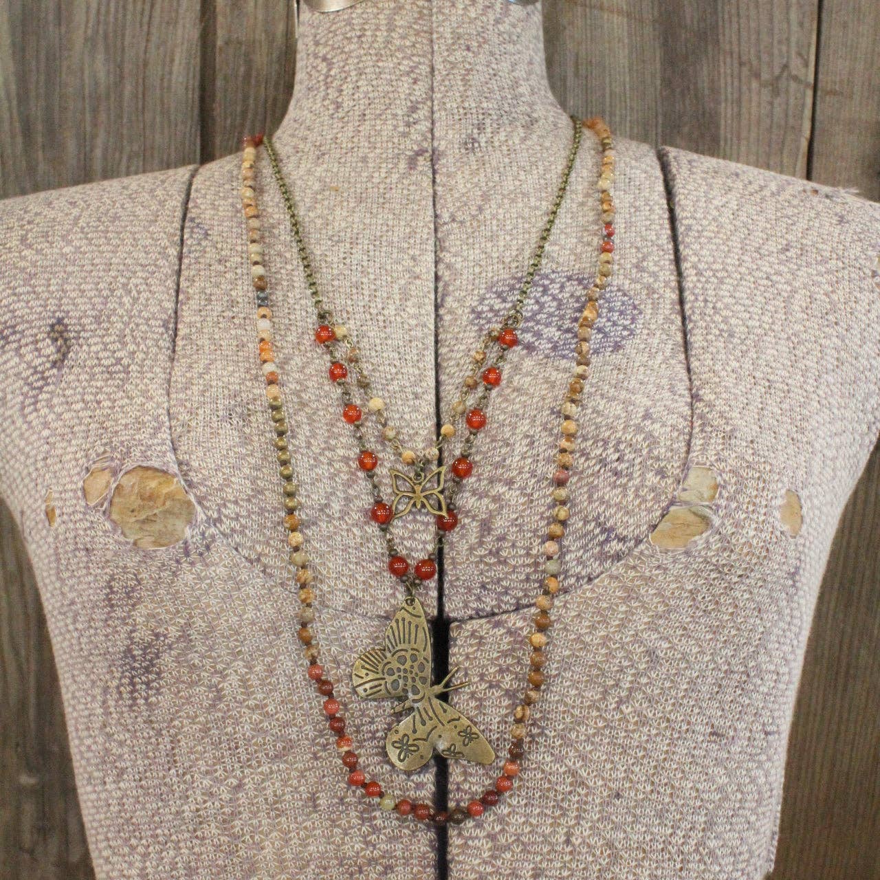Wingman Butterfly Stone Layered Necklace - Juli's Wearable Art